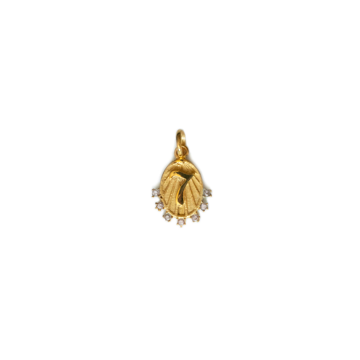 DIJE AMULETO NUMERO 7 CHAPA DE ORO 24 K CON CIRCONIA