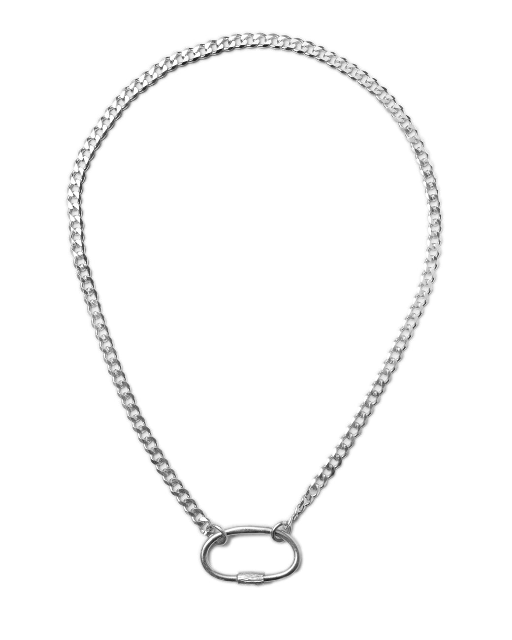 CADENA BARBADA 50 CM CON BROCHE GRANDE PLATA