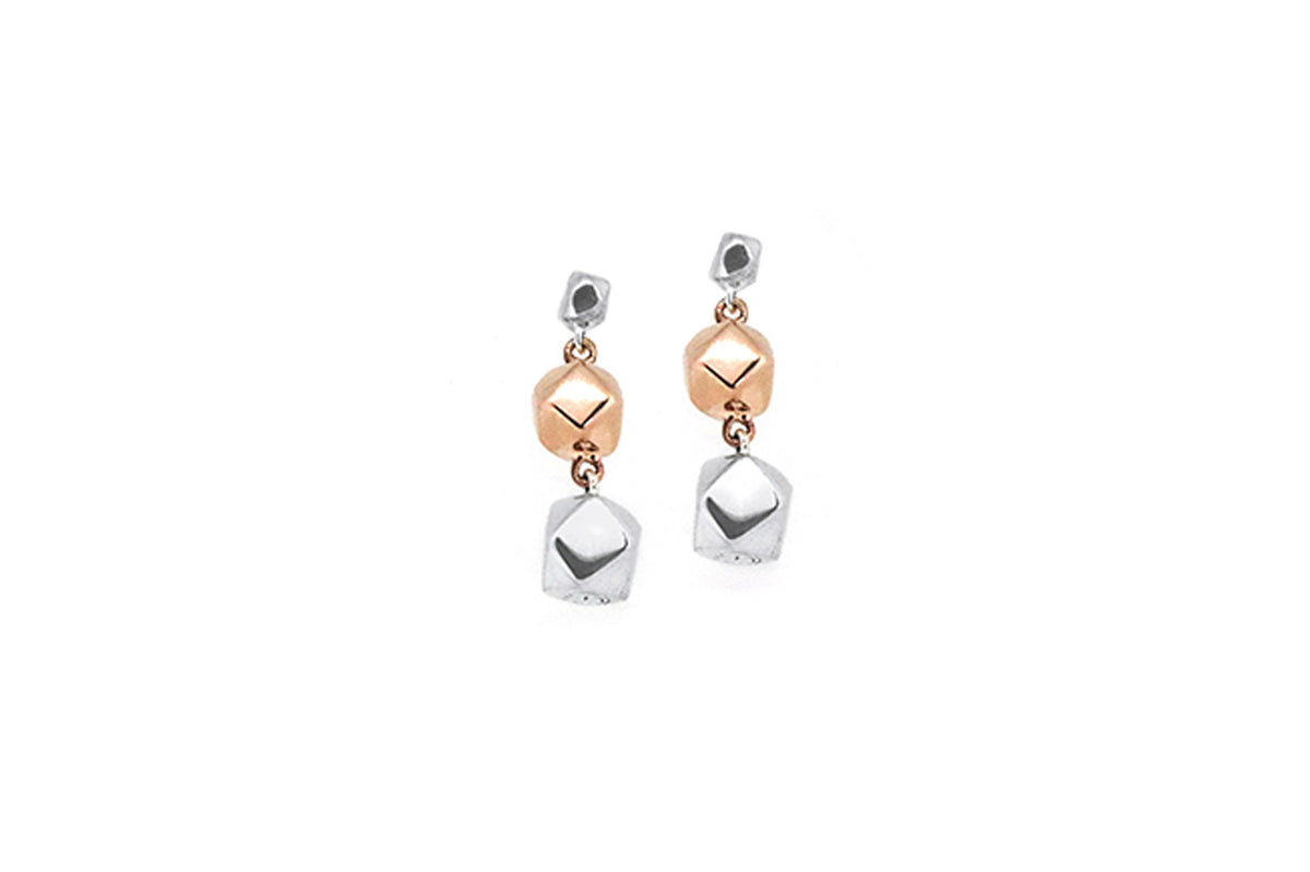 ARETES METRIC TRIPLE BAÑO DE ORO ROSA